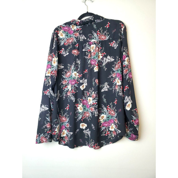 Torrid Womens Top Plus Size 3X Floral Print Black Button Down Lightweight - Picture 5 of 9